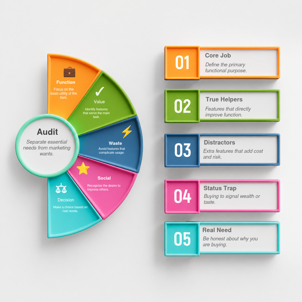 Infographic: The 5-Question Feature Audit: Separating Need from Want in Any PurchaseStart with the Obvious Questi